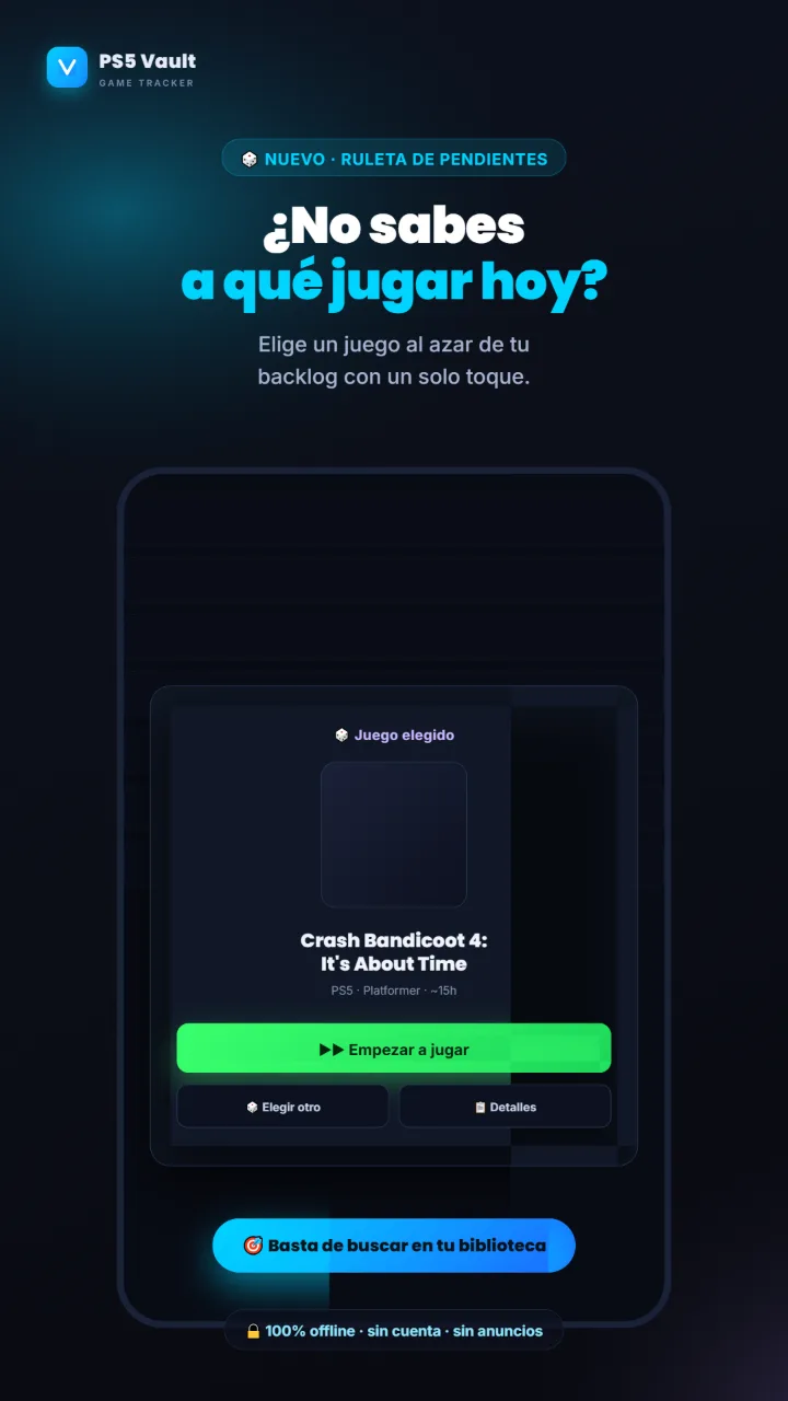 La ruleta elige un juego de tu backlog