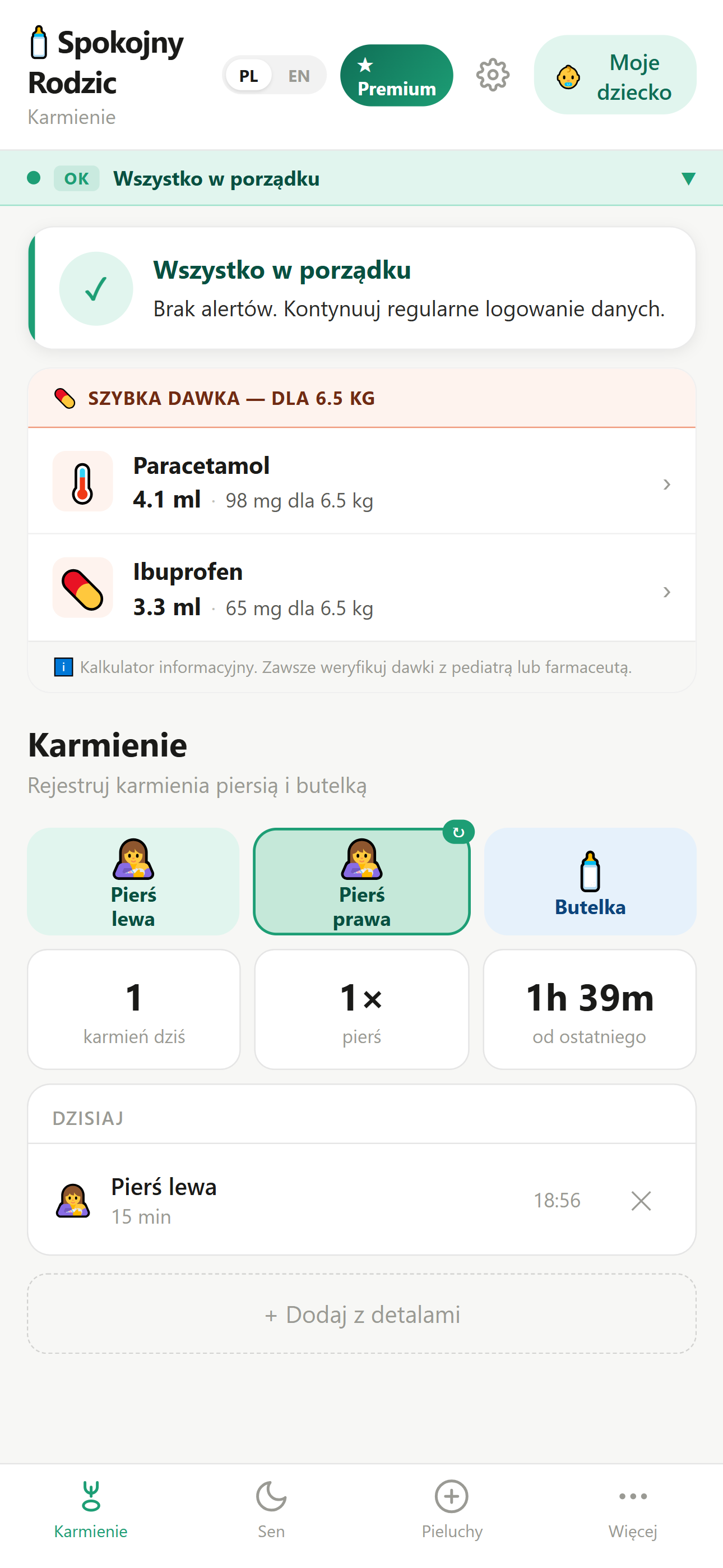 Kalkulator dawek leków na ekranie głównym
