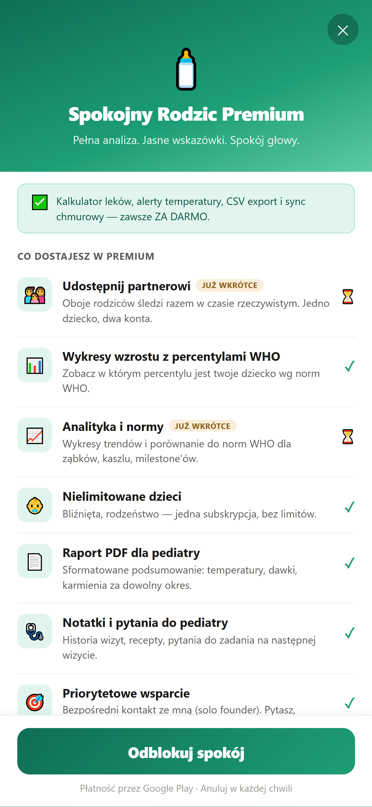 Oferta Premium — Spokojny Rodzic
